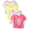 imageThe Childrens Place Baby Girls and Toddler Short Sleeve Everyday Casual Knit ShirtPopsicle 4pack