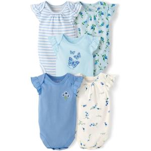 imageThe Childrens Place Baby Girls Short Sleeve Bodysuits MultipackBaby Blue Floral 5pack