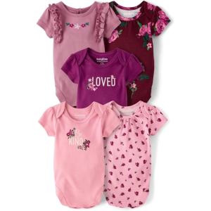 imageThe Childrens Place Baby Girls Short Sleeve Bodysuits MultipackPink Floral 5pack