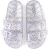 imageThe Childrens Place Girls Double Buckle Slip On Slide Sandals White Paint SplatterClear Glitter Jelly