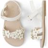 imageThe Childrens Place Girls Baby Toddler Flat Sandals SlipperWhite Crisscross Floral