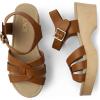 imageThe Childrens Place Girls Open Toe Low Heel Clog SandalsTan
