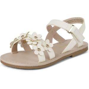 imageThe Childrens Place Girls Baby Toddler Flat Sandals SlipperWhite Crisscross Floral