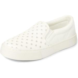 imageThe Childrens Place Girls Casual Slip on Platform ShoesPerforated White