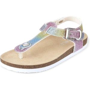 imageThe Childrens Place Baby Girls and Toddler TStrap Sandals with Adjustable Ankle StrapOmbre Glitter