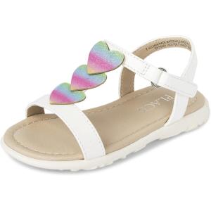 imageThe Childrens Place Baby Girls and Toddler TStrap Sandals with Adjustable Ankle StrapWhite Glitter Hearts