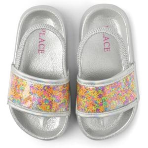 imageThe Childrens Place Girls Baby Toddler Everyday Slide Sandals with BackstrapSilver Shaker Stars