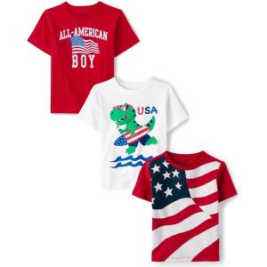 imageThe Childrens Place Baby and Toddler Boys All Holidays Short Sleeve Graphic TShirts MultipackAllamerican 3pack