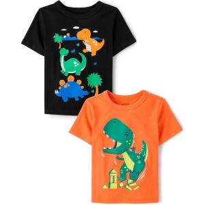 imageThe Childrens Place Baby and Toddler Boys Dino Short Sleeve Graphic TShirts MultipackDinosTrex Play 2pack