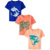 imageThe Childrens Place Baby and Toddler Boys Animal Short Sleeve Graphic TShirts MultipackTurtleSharksDino Surf 3pack