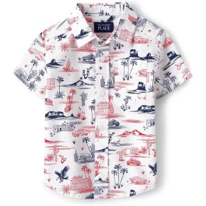 imageThe Childrens Place Baby Boys Short Sleeve Button Down ShirtUsa Road Trip