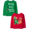 imageThe Childrens Place Baby Boys and Toddler All Holidays Long Sleeve Graphic TShirtsmultipacksChristmas DinoNaughty Nice 2pack