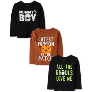 imageThe Childrens Place Baby Boys and Toddler All Holidays Long Sleeve Graphic TShirtsmultipacksGhoul LoveCute PumpkinMummy Boy 3pack