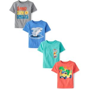 imageThe Childrens Place Baby and Toddler Boys Assorted Everyday Short Sleeve Graphic TShirts MultipackSand Sun Smiles 4pack