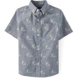 imageThe Childrens Place Boys Short Sleeve Poplin Button Down ShirtFederal Blue