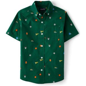 imageThe Childrens Place Boys Short Sleeve Poplin Button Down ShirtSpruceshad Doodle