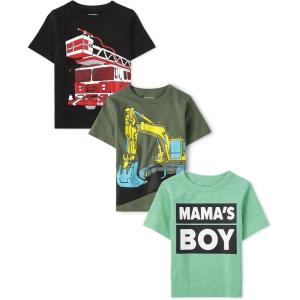 imageThe Childrens PlaceBaby Boysand Toddler Vehicle Short Sleeve Graphic TShirtsMultipacksConstructionMamas BoyFiretruck 3Pack12 Months18 Months