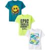 imageThe Childrens Place Boys Vehicle Short Sleeve Graphic TShirts MultipackRace CarsEpic SkillsHappy Face 3pack