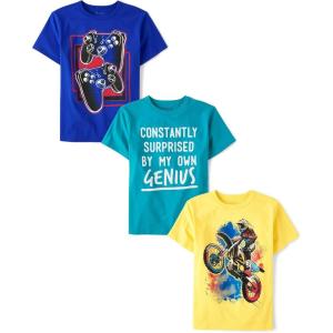 imageThe Childrens Place Boys Assorted Everyday Short Sleeve Graphic TShirts MultipackDirt BikeControllerGenius 3pack