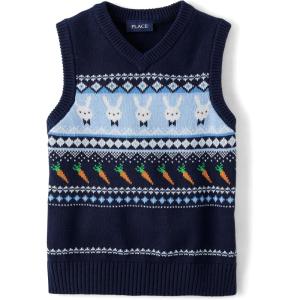 imageThe Childrens Place Boys Pullover Sweater VestEaster Bunny Striped Vest