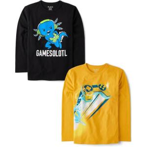 imageThe Childrens Place boys Gamer Long Sleeve Graphic TshirtsmultipacksGame ControllerGames Alot 2pack