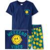 imageThe Childrens Place Boys Sleeve Top and Shorts2 Piece Pajama SetHappy Face Vibes
