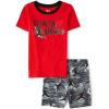imageThe Childrens Place Boys Sleeve Top and Shorts Snug Fit 100 Cotton 2 Piece Pajama SetStealth Ninja