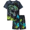 imageThe Childrens Place Boys Sleeve Top and Shorts2 Piece Pajama SetBlue Green Dino