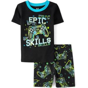 imageThe Childrens Place Boys 100 Cotton Short Sleeve Top and Pants2 Piece Pajama SetGamer Epic Skills