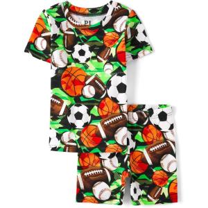 imageThe Childrens Place Boys 100 Cotton Sleeve Top and Shorts2 Piece Pajama SetDreaming Sports