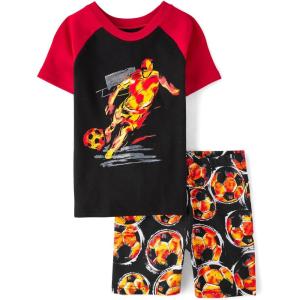 imageThe Childrens Place Boys 100 Cotton Sleeve Top and Shorts2 Piece Pajama SetSoccer