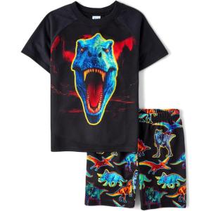 imageThe Childrens Place Boys Sleeve Top and Shorts2 Piece Pajama SetDinos