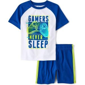 imageThe Childrens Place Boys Sleeve Top and Shorts2 Piece Pajama SetGamers Never Sleep