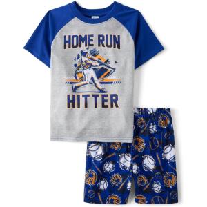 imageThe Childrens Place Boys Sleeve Top and Shorts2 Piece Pajama SetHome Run Hitter