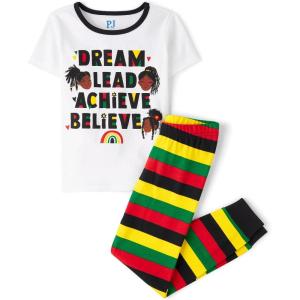 imageThe Childrens Place Girls 100 Cotton Short Sleeve Top and Pants2 Piece Pajama SetBlack History