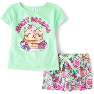 imageThe Childrens Place Girls Sleeve Top and Shorts2 Piece Pajama SetSweet Dreams