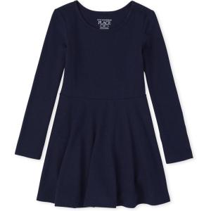imageThe Childrens Place Girls and Toddler Solid Long Sleeve Skater DressTidal Single