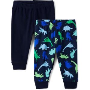 imageThe Childrens Place Baby Boys and Newborn Jogger BottomsDinoNavy 2pack