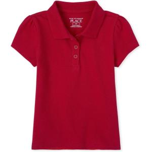 imageThe Childrens Place Baby Girls and Toddler Short Sleeve Pique PoloRuby Single
