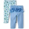 imageThe Childrens Place Baby Girls and Newborn Pull on PantsBlue FloralBlue Ruffle 2pack