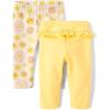 imageThe Childrens Place Baby Girls and Newborn Pull on PantsSunYellow Ruffle 2pack