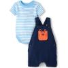 imageThe Childrens Place babyboys And Toddler Short Sleeve Bodysuit and Overalls 2 Piece Playwear SetTidal Tiger