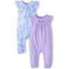 imageThe Childrens Place babygirls And Newborn Sleeveless Pant Romper Playwear OutfitButterflyPurple 2pack