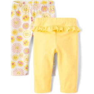 imageThe Childrens Place Baby Girls and Newborn Pull on PantsSunYellow Ruffle 2pack