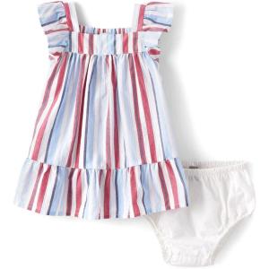 imageThe Childrens Place Baby Girls and Newborn Sleeveless Casual DressRed White and Blue Stripe