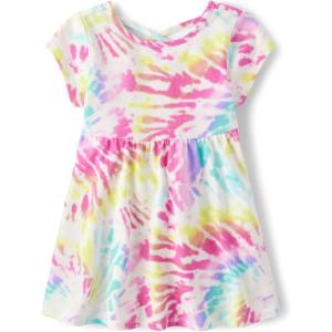 imageThe Childrens Place Baby Girls and Toddler Short Sleeve Casual DressesPink Tie Dye Swirl