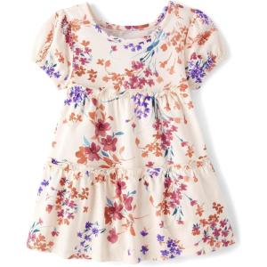 imageThe Childrens Place Baby Girls and Toddler Short Sleeve Casual DressesWhite Daisy Puff Sleeve