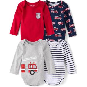 imageThe Childrens Place babyboys And Newborn Long Sleeve Bodysuits MultipacksFiretruck 4pack