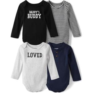imageThe Childrens Place babyboys And Newborn Long Sleeve Bodysuits MultipacksHandsome Little Man 4pack