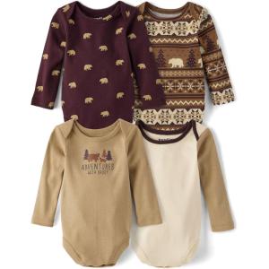 imageThe Childrens Place babyboys And Newborn Long Sleeve Bodysuits MultipacksIced Coffeee Fairisle 4pack